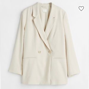 H&M Double Breasted Jacket Blazer Cream Medium
